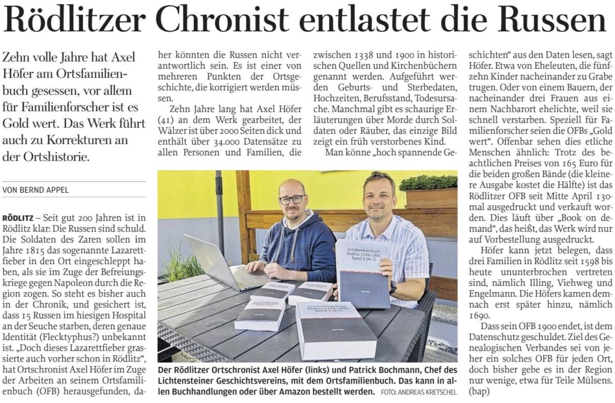 Presseartikel zum OFB Rödlitz vom 15.05.2025